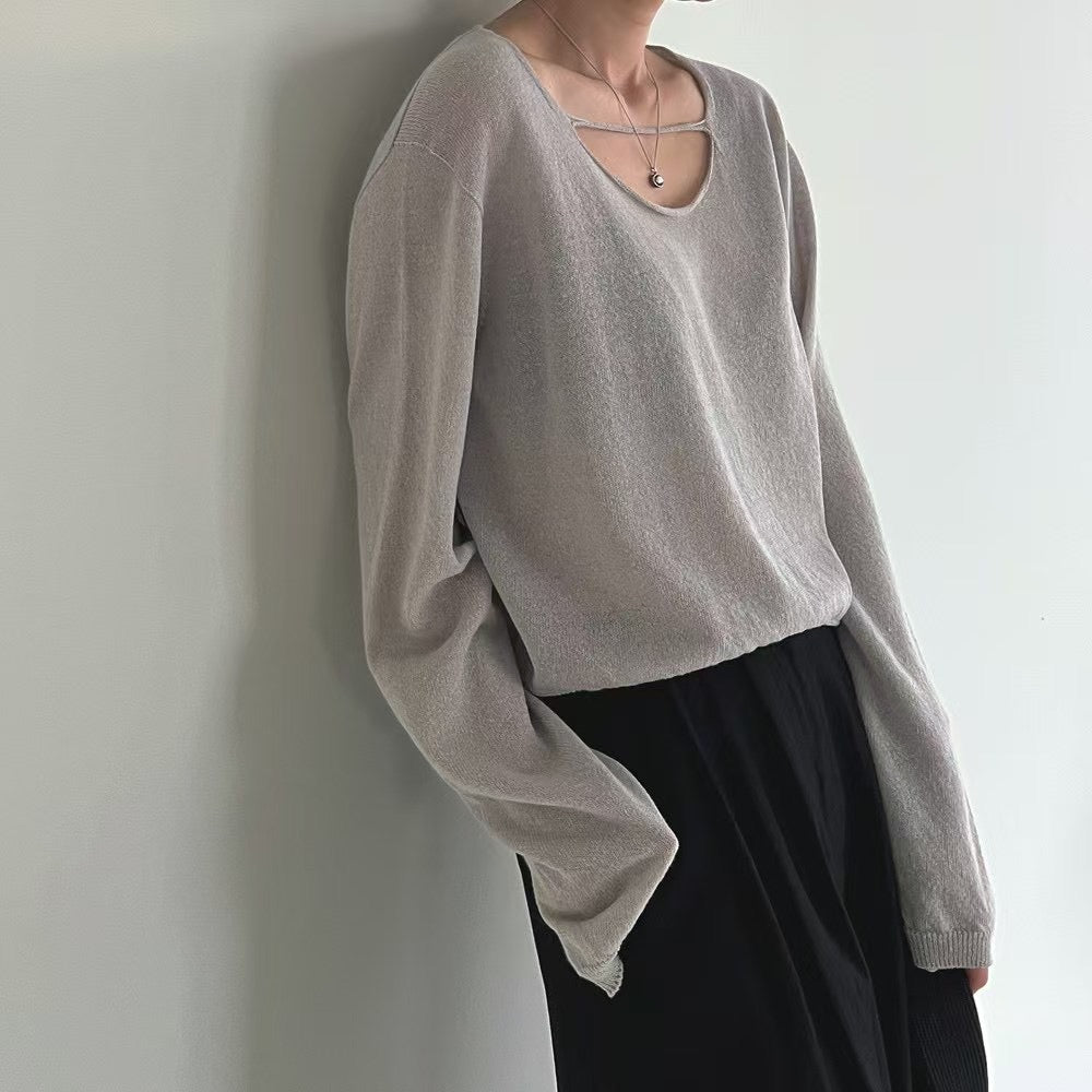 Lamagie Femme // 背心顯鎖骨特色長袖針織衫 三色入