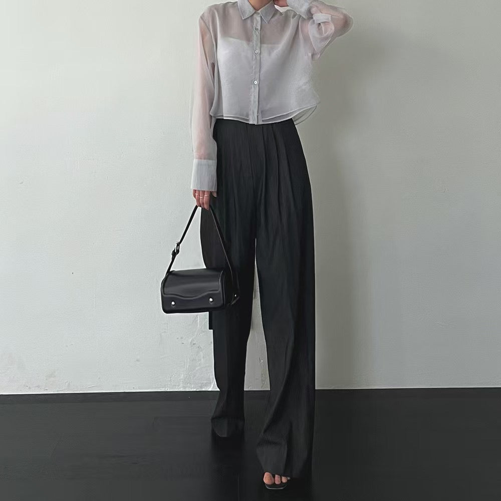 Lamagie Femme // 純色透視薄紗短版恤衫款
