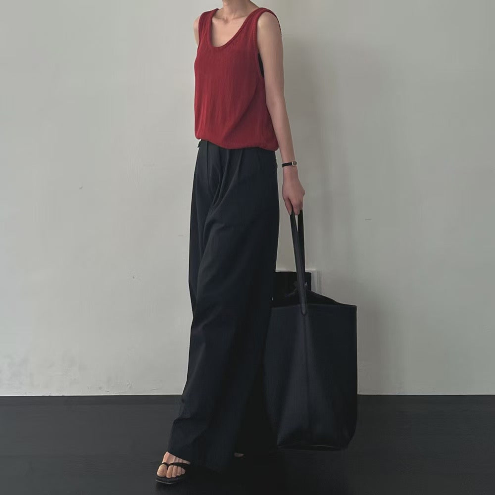 Lamagie Femme // 簡潔純色低領針織背心 四色入