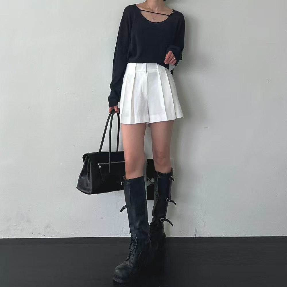 Lamagie Femme // 假百摺壓線短裙褲 四色入
