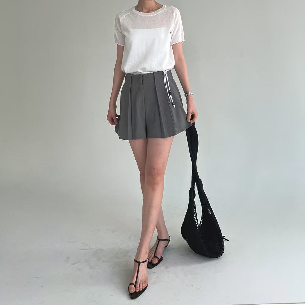 Lamagie Femme // 圓領透薄特色珠仔索繩針織短袖衫
