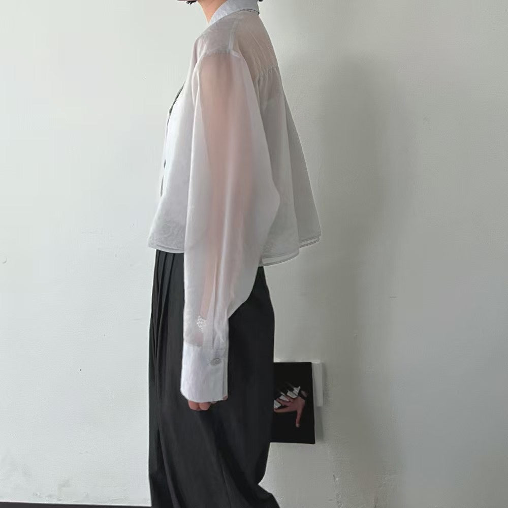 Lamagie Femme // 純色透視薄紗短版恤衫款