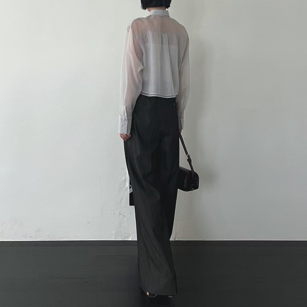 Lamagie Femme // 純色透視薄紗短版恤衫款