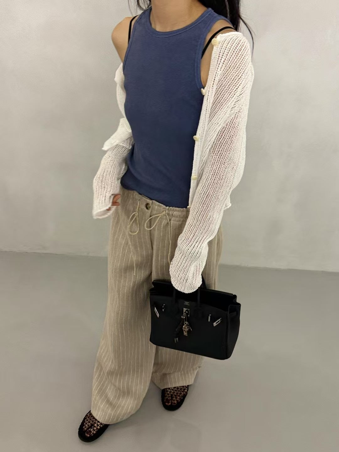 MaisonStaff // 索帶條紋寬鬆休閒長褲