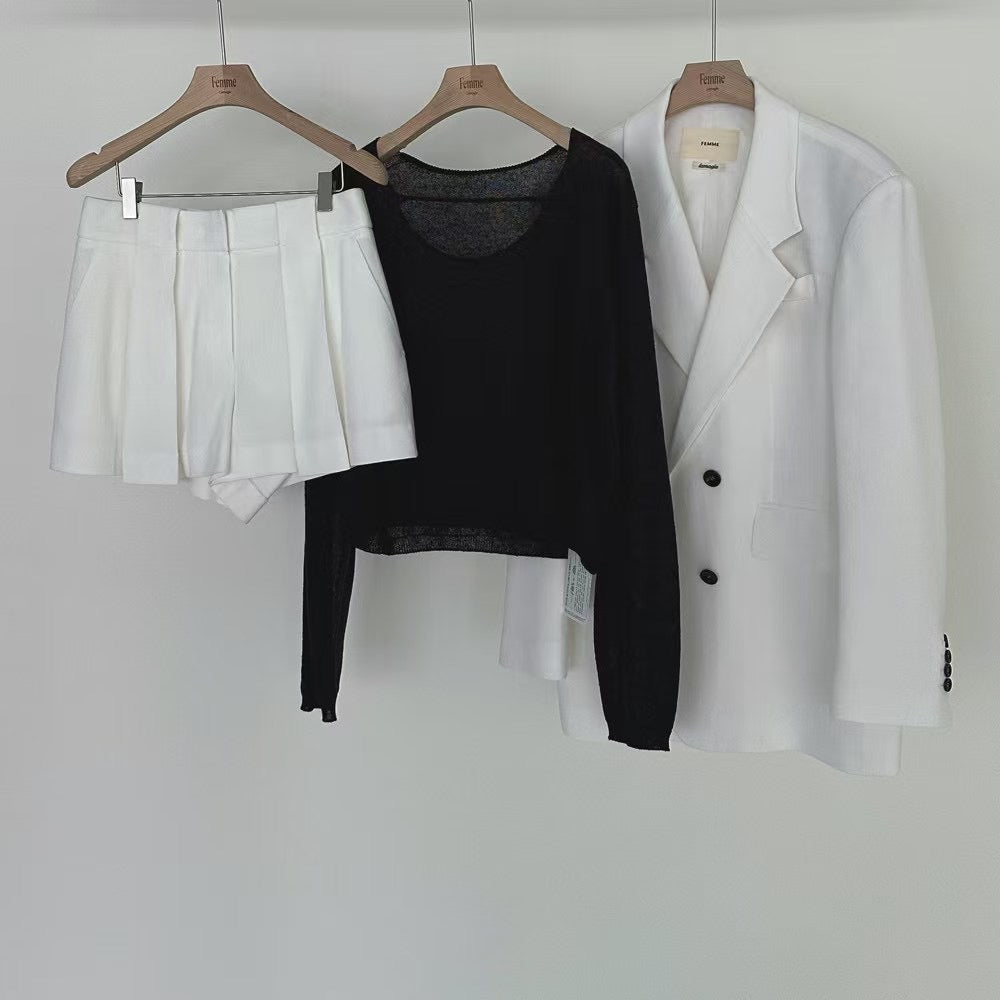 Lamagie Femme // 假百摺壓線短裙褲 四色入