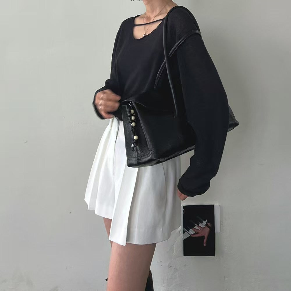 Lamagie Femme // 背心顯鎖骨特色長袖針織衫 三色入