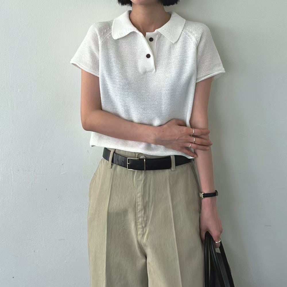 Lamagie G. // 型格鈕扣反領Polo設計針織衫 四色入