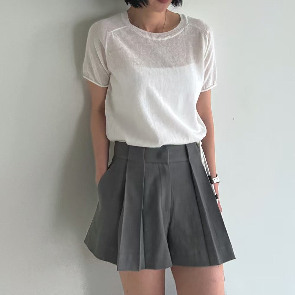 Lamagie Femme // 假百摺壓線短裙褲 四色入