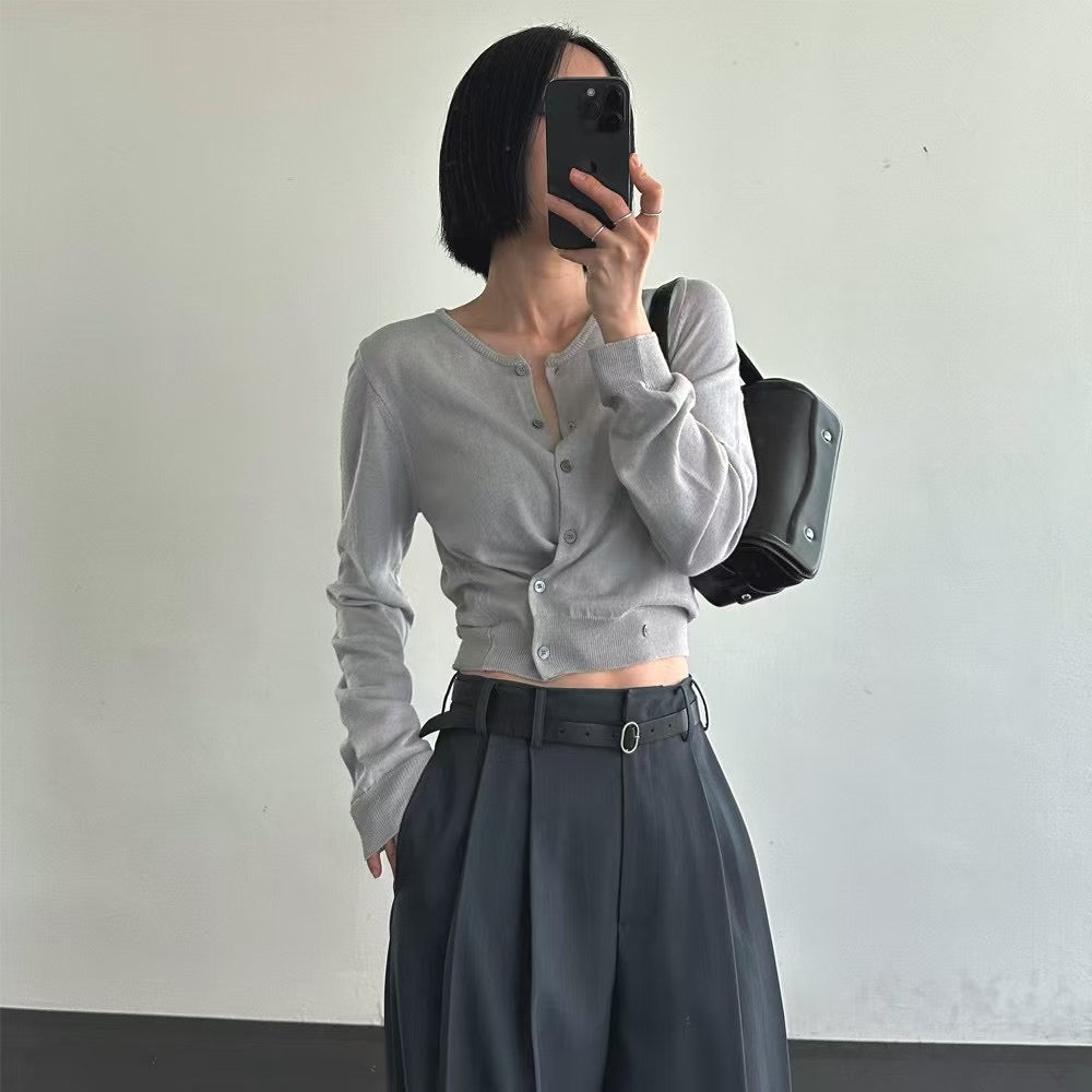 Lamagie G. // 特式前扣長袖純色針織外套 三色入