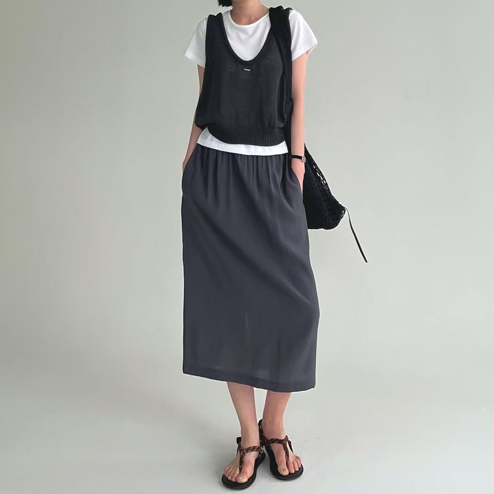 Lamagie Femme // 簡潔純色低領針織背心 四色入