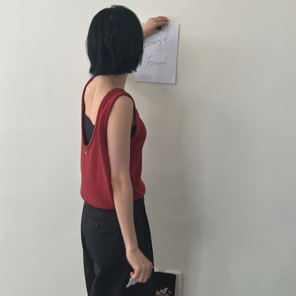 Lamagie Femme // 簡潔純色低領針織背心 四色入