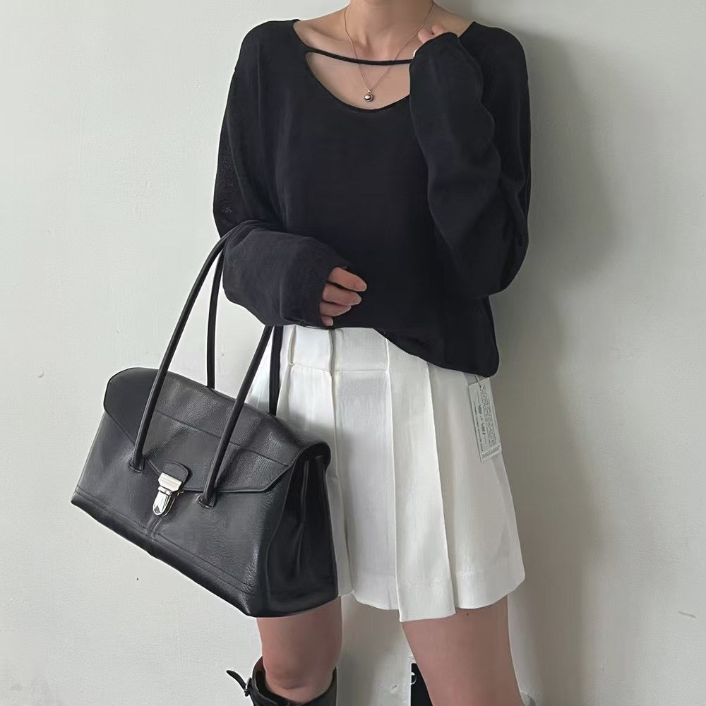 Lamagie Femme // 背心顯鎖骨特色長袖針織衫 三色入