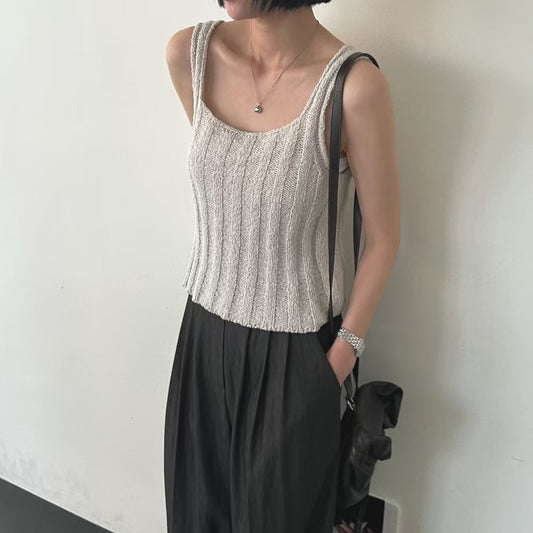 Lamagie Femme // 小方嶺吊帶坑紋針織衫  四色入