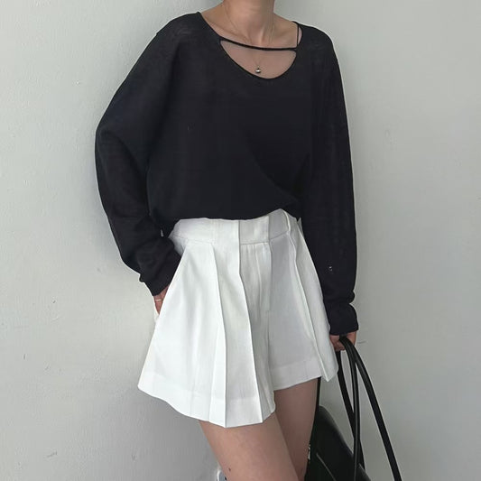 Lamagie Femme // 假百摺壓線短裙褲  四色入