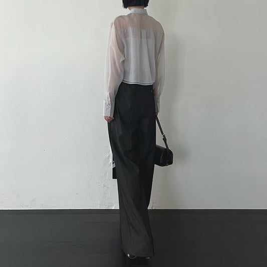 Lamagie Femme // 純色透視薄紗短版恤衫款