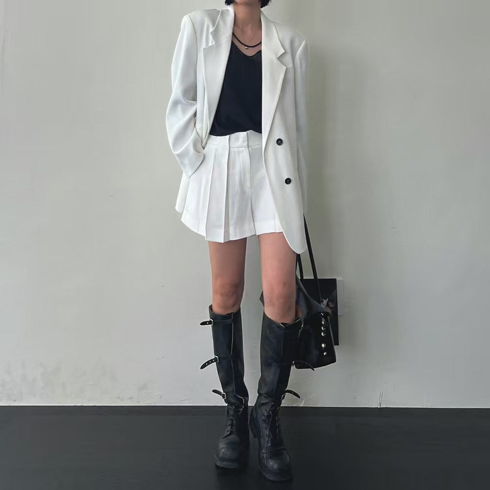 Lamagie Femme // 假百摺壓線短裙褲  四色入