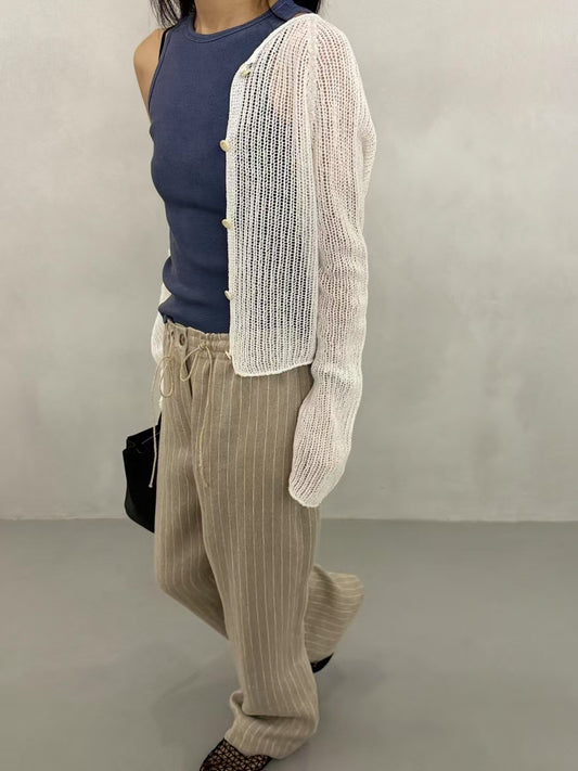 MaisonStaff // 索帶條紋寬鬆休閒長褲