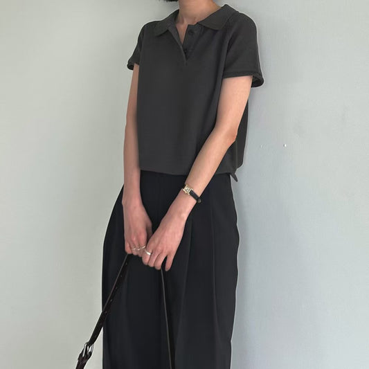 Lamagie G. // 型格鈕扣反領Polo設計針織衫  四色入