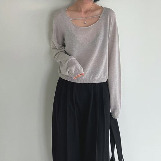 Lamagie Femme // 背心顯鎖骨特色長袖針織衫  三色入