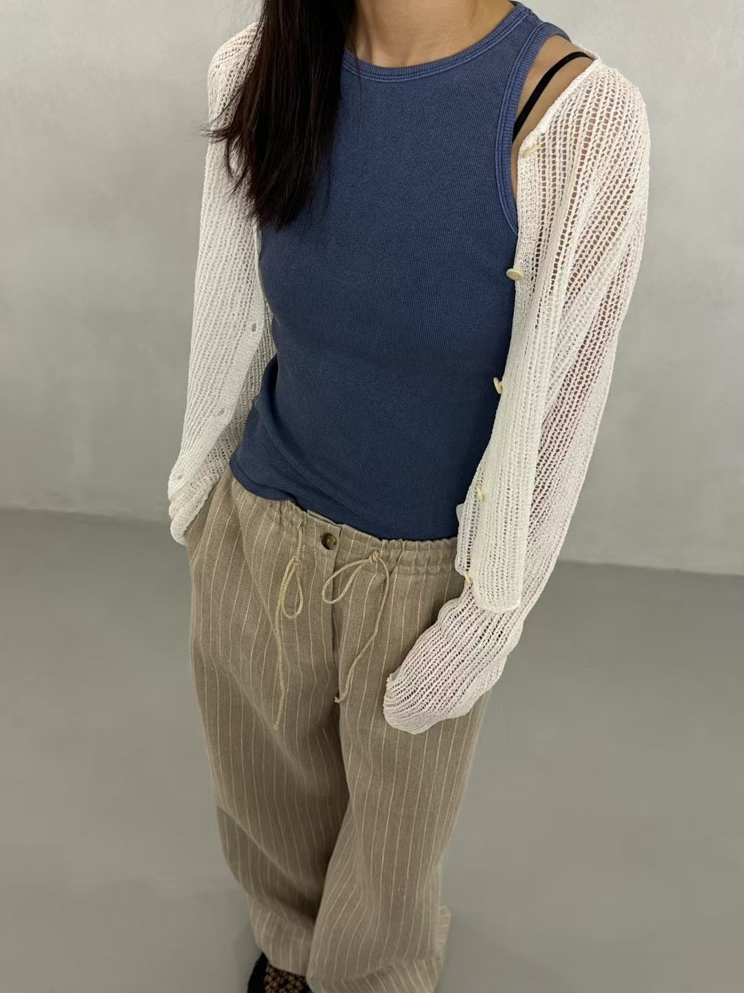 MaisonStaff // 索帶條紋寬鬆休閒長褲